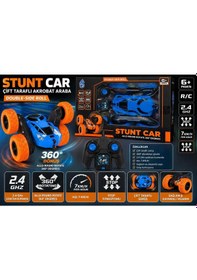 Resim Uzaktan Kumandalı 360 Dönen Şarjlı Akrobat Stunt Car Araba Mavi - Siyah 