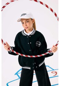 Resim Defacto Kız Çocuk Okula Dönüş Slogan Baskılı Bisiklet Yaka Kalın Sweatshirt Kumaşı Hırka F2194a825aubk81 Siyah 