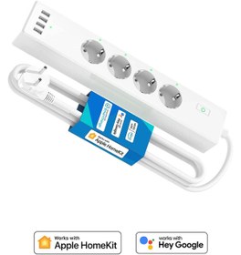 Resim Meross Wi-fi Uzaktan Kontrollü Akım Korumalı 4 Usb Girişli Akıllı 4lü Priz 