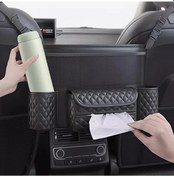 Resim Dashanshop Nappa Yapay Deri Konsol Saklama Çantası Brown Büyük Kapasiteli Koltuk Arkası Organizer 