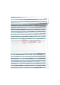 Resim Buperde Turkuaz Beyaz Renkli Pilise Pliseli Zebra Stor Perde 