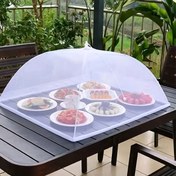 Resim 1 adet Büyük Katlanabilir Yiyecek Kapağı Çadırı - Mutfak ve Açık Hava Kampı için Böcek Geçirmez Nefes Alabilir Ağ, Yiyecekleri Taze ve Sineklerden Korur, Dayanıklı ve Kolay Temizlenebilir Tasarım, Kamp Aksesuarları, Açık Hava Yemek Koruma, Şık Kanvas, Kolay Temizlenebilir Malzeme 