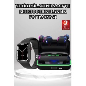 Resim Ucuz ve Kaliteli Kulaklıklı Saat Seti Bluetooth Bağlantılı Akıllı Saat ve Kulaklık 