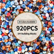 Resim 920 Parça 1x1 Yuvarlak Özel Tuğla Küçük Parçalı Karışık Renkli Gevşek Tuğla Aksesuarları, Çocuklar için Yaratıcılık ve Hayal Gücü Teşvik Eden Çok Renkli ABS Yapı Blokları DIY Oyuncaklar İçin Uygun 