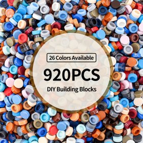Resim 920 Parça 1x1 Yuvarlak Özel Tuğla Küçük Parçalı Karışık Renkli Gevşek Tuğla Aksesuarları, Çocuklar için Yaratıcılık ve Hayal Gücü Teşvik Eden Çok Renkli ABS Yapı Blokları DIY Oyuncaklar İçin Uygun 
