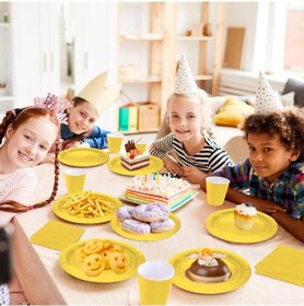 Resim Pastel Sarı Parti Tabak 8 Li 23 Cm Tek Kullanımlık Sunum Tabağı 