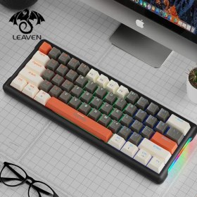 Resim Leaven K610 Mini Kablolu Mekanik Rgb Işıklı Klavye 61 Tuşlu Kırmızı Switch Kompak ve Şık Tasarım Ingilizce Q Klavye 10CM x 29CM 