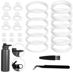 Resim Wezone 26 Adet Termoflask Su Böceği Yerine Konulabilir Kapağı Seti: 24/32/40/64oz İçin Silikon Dikizli Ve Pipetli Kapağlar - Sızıntısız Kullanım 