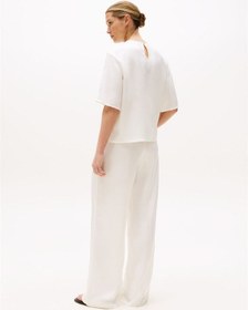 Resim Sateen C-neck Relaxed T-shırt Kadın Beyaz Bluz - Ww0ww45900 