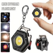 Resim LiHangStar Mini LED El Feneri Anahtarlık, USB Şarj Edilebilir COB Çalışma Lambası Güç Ekranı ile Güçlü Manyetik, Su Geçirmez, 300mAh Lityum Pil, Şarj Kablosu Dahil, Kamp Yürüyüş Acil Aydınlatma için Cep Boyutu 