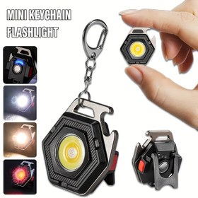 Resim LiHangStar Mini LED El Feneri Anahtarlık, USB Şarj Edilebilir COB Çalışma Lambası Güç Ekranı ile Güçlü Manyetik, Su Geçirmez, 300mAh Lityum Pil, Şarj Kablosu Dahil, Kamp Yürüyüş Acil Aydınlatma için Cep Boyutu 