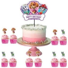 Resim Paw Patrol Sky Cake Topper Set Pasta Seti 20 Kürdan 25 Kek Kalıbı 1 Pasta Üstü Büyük Doğum Günü Pasta Süsü +3 