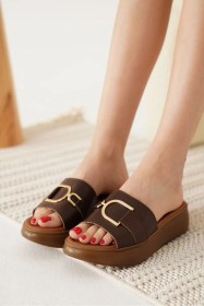 Resim Kocadal Kocadal Maria Acı Kahve Hakiki Deri Terlik Muhtelif 