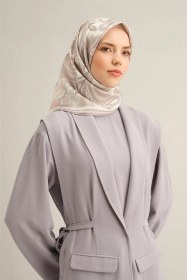 Resim Armine Etnik Desenli Saf İpek Twill Eşarp 9323d 82 BEj 
