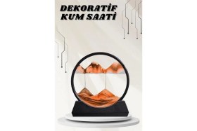 Resim MCM Group Dekoratif Kum Sulu Kum Saati Yuvarlak Şık Kum Tablosu Kum Saati Şeklinde Kum Tablo 