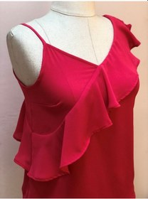 Resim Neon Pembe Bluz Omuz Ve Fırfır Detaylı Tek Kol 