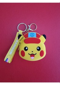 Resim Pokemon Pikachu Figürlü Yumuşak Silikonlu Fermuarlı Mini Cüzdan Anahtarlık Çanta Süsü Model 2- 10 Cm 