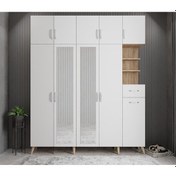 Resim Açelya Portmanto Vestiyer Meşe Beyaz 200cm M10 