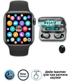 Resim SMARTEST Arama Özellikli Tüm Telefonlarla Uyumlu Yeni Versiyon Akıllı Saat ve Dokunmatik Bluetooth Kulaklık 