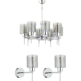 Resim Cemre 8'Li Krom Modern Tasarım Yatak Odası Salon Avize-Aplik Seti 3 Parça Avize-Aplik Seti Seti 