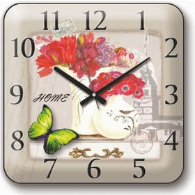 Resim Kız Kulesi Silüetinde Çiçekler Duvar Saati çok Renkli 