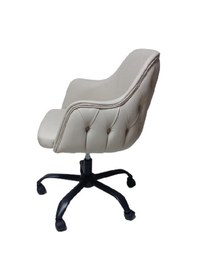 Resim Kapitone Desenli Çalışma Sandalyesi Krem Renkli 