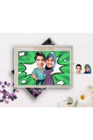 Resim Bk Gift Kişiye Özel Sevgililer Karikatürlü 1000 Parça Profesyonel Puzzle-61 