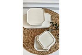 Resim Feyza Design Şık 6 Parça Porselen Kahvaltılık Seti Kapaklı ve Dayanıklı 