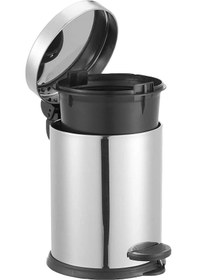 Resim 30 Lt Paslanmaz Pedallı Çöp Kovası Metalik Gri 