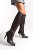 Resim Liza Shoes NİSA Kadın Kemer Detaylı Topuklu Çizme A012- K75 