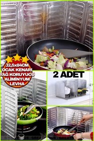 Resim Greathings 2 Adet Ocak Yağ Sıçrama Koruyucu Katlanır Alüminyum Levha -Kolay Silinir Piknik Tüpü Rüzgar Önleyici 