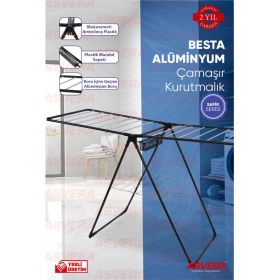 Resim Safir Serisi - Besta Yarı Alüminyum Çamaşır Kurutmalık - Sepetli Çamaşır Kurutma Askısı 
