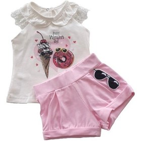 Resim Çarşınet Kız Bebek Ikili Takım Şortlu Gözlük Işlemeli Alt Üst Takım (434331046) Pembe 