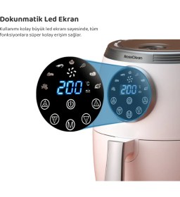 Resim RossClean 5,5 lt Kapasiteli Dijital Airfryer Fritöz Tek Hazne LED Ekran Özelliği ile 