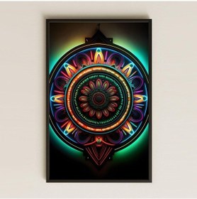 Resim Neon Işık Efektli Mandala Dekoratif Pvc Tablo - Modern Tasarım 