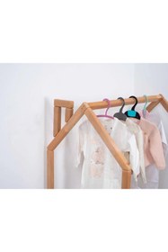 Resim OPPİPO Montessori Ahşap Çocuk Odası Açık Gardırop - Montessori Gardırop Askılık - Montessori Mobilya 