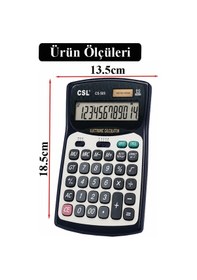 Resim Hesap Makinesi Siyah Gri 13.5x18.5 Cm 1 Adet Csl Cs-505 12 Haneli Orta Boy Hafızalı Büro Masaüstü Hesap Makinası 