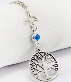 Resim biuti Gümüş Renkli Kuşlu Hayat Ağacı Araba Dikiz Ayna Süsü, Yeni Araba Süsü 