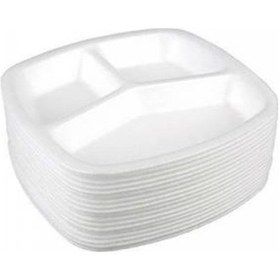 Resim 3 Gözlü Köpük Tabak 100 Adet 