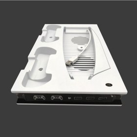 Resim Ps5 Dijital / Optik Sürücü Konsolu İçin Soğutma Fanı Kontrol Cihazı Işık Yuvası Standı İle Şarj Tabanı Beyaz 