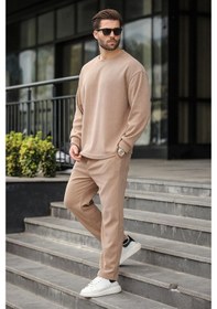 Resim Madmext Camel Bisiklet Yaka Erkek Kadife Takım E7337 Camel 