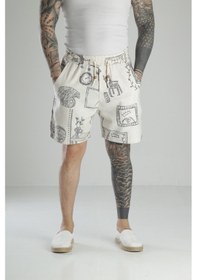 Resim Karikatür Baskılı Keten Şort Coc1468 Desenli 