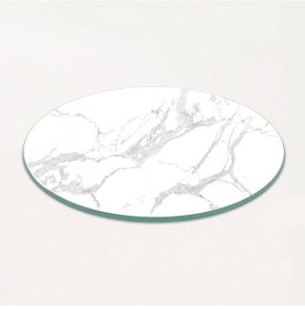 Resim Masa Camı Ekvator Beyaz Elit Mermer Çap100cm 