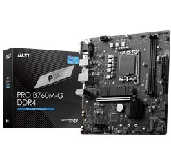 Resim MSI MB PRO B760M-G DDR4 SOKET 1700 DDR4 5333MHZ(OC) PCI-E Gen4 2X M.2 USB3.2 DP HDMI 1x2.5G LAN MATX 