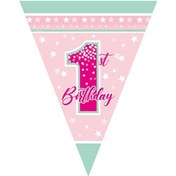 Resim 1 Yaş Fırst Bırthday Stars Gırl Üçgen Bayrak Set 2,90 1 
