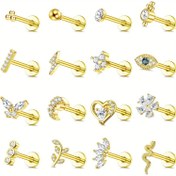 Resim 2D Düz, 1 Adet Hipoalerjenik Cerrahi Çelik Tragus Piercing Takısı İçten Dişli Medusa Labret Monroe Konç Kıkırdak Küpe Kadınlar için 