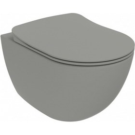 Resim Creavit Free Rim-off Duroplast Yavaş Kapanan Klozet Kapaklı Cool Grey Set 