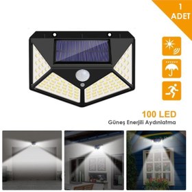 Resim Technojet 100 Ledli Güneş Enerjili Bahçe Lambası Solar Hareket Sensörlü Şarj Olabilen 