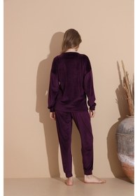 Resim Lukitus Pamuklu Kadife Pijama Takımı Kadife01 Mor 