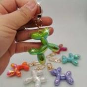 Resim 2'li akrilik balon köpek anahtarlık seti, bayanlar için çizgi film hayvan kolye anahtar halkası - cüzdanlar, sırt çantaları ve kulaklık kutuları için yeni aksesuarlar - sevimli parti hediyeleri ve yıl dönümü hediyesi 